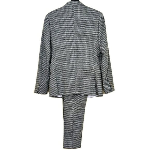 ASOS Suit Men Blazer US 40 Trousers 32x30/28 Houndstooth Wool Blend Lined Preppy - Picture 2 of 16